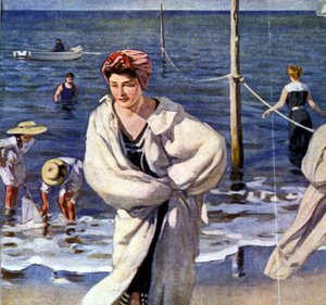 Na nabrzeżu, ilustracja autorstwa Raoula du Gardiera (1871 - 1952).