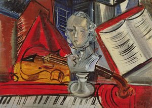 Hołd dla Mozarta, ok. 1945 (olej na płótnie) autorstwa Raoul Dufy