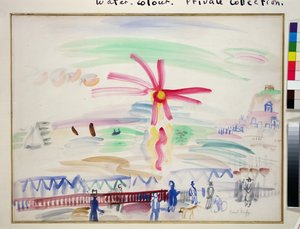Zachód słońca w Sainte-Adresse, ok. 1924 (akwarela na papierze) autorstwa Raoul Dufy