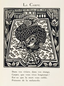 Karp, ilustracja z "Bestiarium lub procesji Orfeusza autorstwa Raoul Dufy