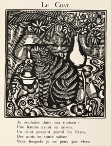 Kot, ilustracja z "Bestiarium lub procesji Orfeusza autorstwa Raoul Dufy