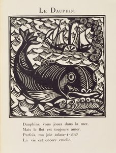 Delfin, ilustracja z "Bestiarium" lub "Procesji Orfeusza autorstwa Raoul Dufy