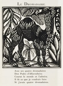 Dromader, ilustracja z książki "Bestiarium albo procesja Orfeusza autorstwa Raoul Dufy