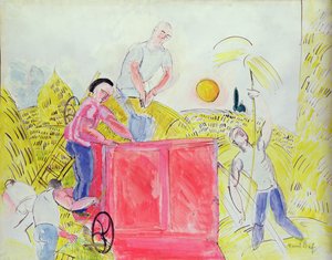 Żniwiarze (gwasz na papierze) autorstwa Raoul Dufy