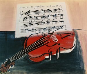 Czerwone skrzypce, ok. 1948 (olej na płótnie) autorstwa Raoul Dufy