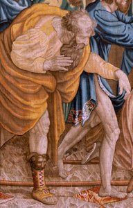 Flamandzki gobelin. Seria Dzieje Apostolskie. Św. Paweł i Św. Barnaba w Listrze (San Pablo y San Bernabé en Lystra). 8. Tkanina w serii, została podzielona na dwie części, aby dopasować ją do pomieszczenia. Model Cartoon autorstwa Rafaela Sanzio. 1519. Man autorstwa Raphael