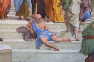 Diogenes z Sinope: fragment ze szkoły ateńskiej w Stanza della Segnatura