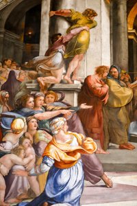 Wypędzenie Heliodora ze Świątyni, szczegół. 1511-1512 (fresk) autorstwa Raphael