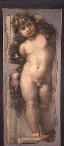 Putto z girlandą (fragment fresku) autorstwa Raphael