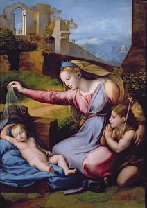 Madonna Blue Diadem lub Madonna of the Veil (olej na panelu) autorstwa Raphael