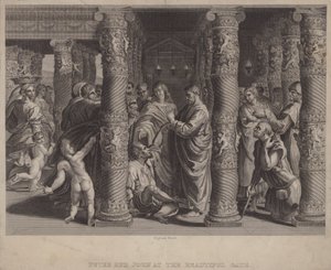 Piotr i Jan przy Pięknej Bramie (rycina) autorstwa after Raphael