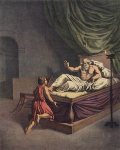Samuel idzie do Eli po usłyszeniu głosu wołającego jego imię (kolor lito) autorstwa after Raphael