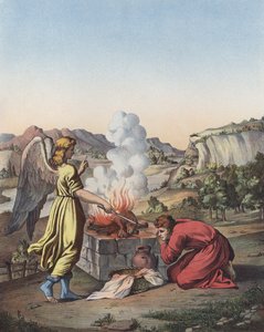 Anioł pojawiający się przed Gideonem (kolor lito) autorstwa after Raphael