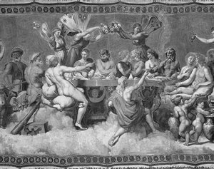 Uczta Bogów, malowidło sufitowe Zaloty i Wesele Kupidyna i Psyche (fresk) (zdjęcie czarno-białe) (detal z 57688)