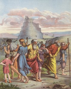 Wieża Babel (kolor lito) autorstwa after Raphael