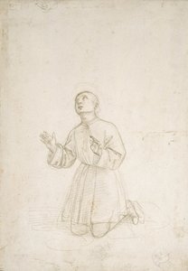 Klęcząca postać młodzieńca, ok.1503 (srebrny punkt na białym preparacie) autorstwa Raphael