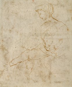 Madonna z Dzieciątkiem, ok.1505 (długopis i brązowy tusz na papierze) autorstwa Raphael