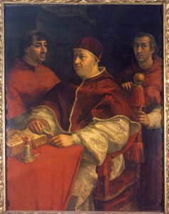 Portret papieża Leona X (1475-1521), syna Laurenta de Medici (1449 - 1492) (Laurent Wspaniały: Lorenzo the Magnificent) w otoczeniu kardynałów Luigiego de 