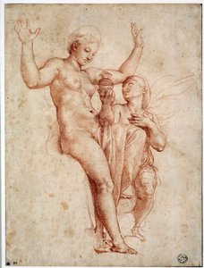 Psyche przedstawiająca Wenus wodę Styksu. Rysowanie a la sanguine przez Raffaello Sanzio dit Raphael (1483-1520)