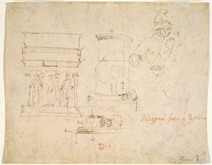 Detale architektoniczne i żołnierz [verso] autorstwa Raphael