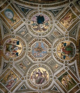Sufit w Stanza della Segnatura, ok. 1510-1511. autorstwa Raphael