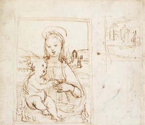 Studium dla obrazu Matki Boskiej z Dzieciątkiem, c1500-1504 autorstwa Raphael