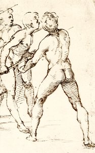 Trzech wojowników, spodziewających się ataku autorstwa Raffaello Sanzio Raphael