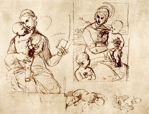Dwa studia Madonny autorstwa Raffaello Sanzio Raphael