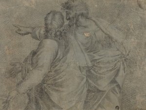 Dwóch mężczyzn rozmawiających i gestykulujących autorstwa Raphael