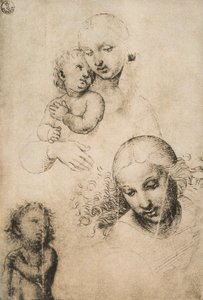 Studium do Madonny z Dzieciątkiem, rysunek Raffaello Sanzio. Gabinet Rysunków i Grafiki, Galeria Uffizi, Florencja autorstwa Raffaello Sanzio Raphael