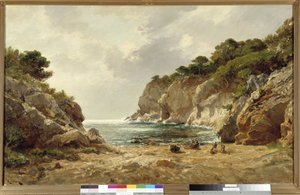 Zatoka Oustau Diou w Porquerolles Obraz Raphaela Luca Ponsona (1835-1904) Obowiązkowa wzmianka: Kolekcja fundacji z Prowansji, Marsylia autorstwa Raphael Luc Ponson