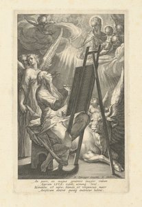 Święty Łukasz malujący Dziewicę autorstwa Raphael Sadeler I, after Bartholomaeus Spranger
