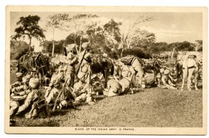 Sikhowie z armii indyjskiej we Francji, 1914-15 (zdjęcie w sepii) autorstwa Raphael Tuck and Sons