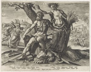 Temperament cholerisch (tytuł na obiekcie) Vier temperamenten (tytuł serii) autorstwa Raphaël Sadeler (I)
