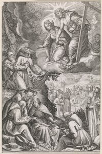 Chrystus i Dziewica Maryja ukazują się św. Franciszkowi i jego zakonowi autorstwa Raphaël Sadeler (I)