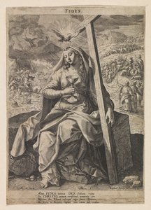 Uważać Fides (tytuł na obiekcie) Sześć chrześcijańskich cnót (tytuł serii) autorstwa Raphaël Sadeler (I)