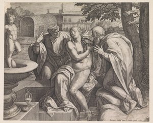Zuzanna i Starsi autorstwa Raphaël Sadeler (I)