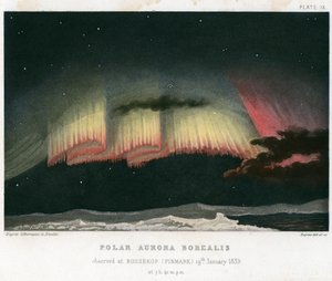 Aurora Borealis lub Northern Lights, forma kurtyny 1839. [1872] autorstwa Rapine