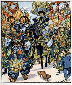 Aladyn idzie do pałacu sułtana: ilustracja do baśni "Aladyn albo cudowna lampa" z "Arabskich nocy".