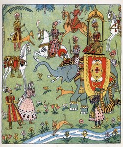 Ilustracja do baśni "Aladyn albo cudowna lampa" w "Arabskich nocach". autorstwa Raymond de la Neziere