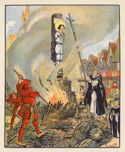 Supplice De Jeanne A Rouen (kolorowa litografia)