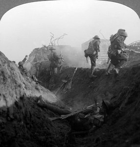 Wojna okopowa na linii Hindenburga, Bellicourt, Francja, I wojna światowa, 1917-1918.