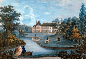 Widok na fasadę i park zamku Malmaison. Akwarela autorstwa Reginy Catherine Carrey. Początek XIX wieku. Malmaison. Musee Du Chateau - Widok na pierzeję i park zamku Malmaison. Akwarela autorstwa Reginy Catherine Carey. Wczesny autorstwa Regina Catherine Carey