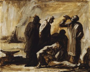 Bums on a New York Pier