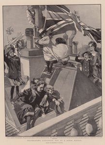 Obchody Dnia Ladysmith w szkole dla dziewcząt (litografia) autorstwa Reginald Thomas Cleaver