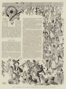 Karnawał w Olimpii, procesja łyżwiarzy w kostiumach (litografia) autorstwa Reginald Thomas Cleaver