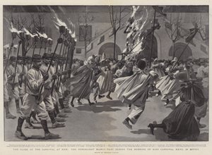 Zakończenie karnawału w Nicei, marsz z pochodniami podczas spalenia króla XXVII Karnawału (rycina) autorstwa Reginald Thomas Cleaver