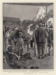 Oglądanie wejścia na Matterhorn z hotelu Zermatt (litografia) autorstwa Reginald Thomas Cleaver