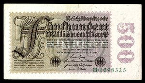 Papiermark Republiki Weimarskiej, era hiperinflacji po I wojnie światowej (1921-24) autorstwa Reichsbankdirektorium Berlin