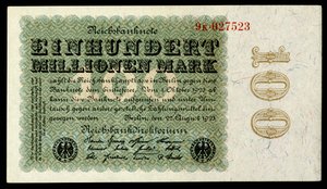 Papiermark Republiki Weimarskiej, okres hiperinflacji po I wojnie światowej autorstwa Reichsbankdirektorium Berlin